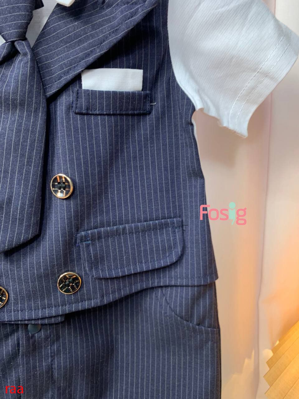  [5-7kg] Set Giả Vest Công Tử Bé Trai - Đen Sọc Xám 