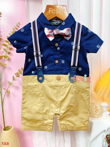  [5-7kg] Set Giả Vest Công Tử Bé Trai - Navy Chấm TLD006 