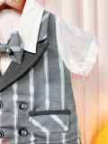  [5-9kg] Set Giả Vest Công Tử Bé Trai - Xám Sọc Xanh TN 