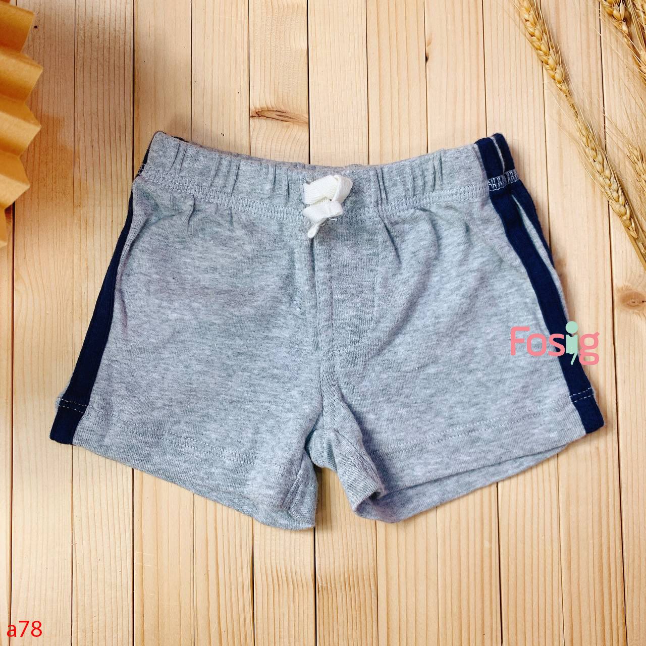  [0-3m] Quần Short Bé Trai Cter - Xám Sọc Navy 