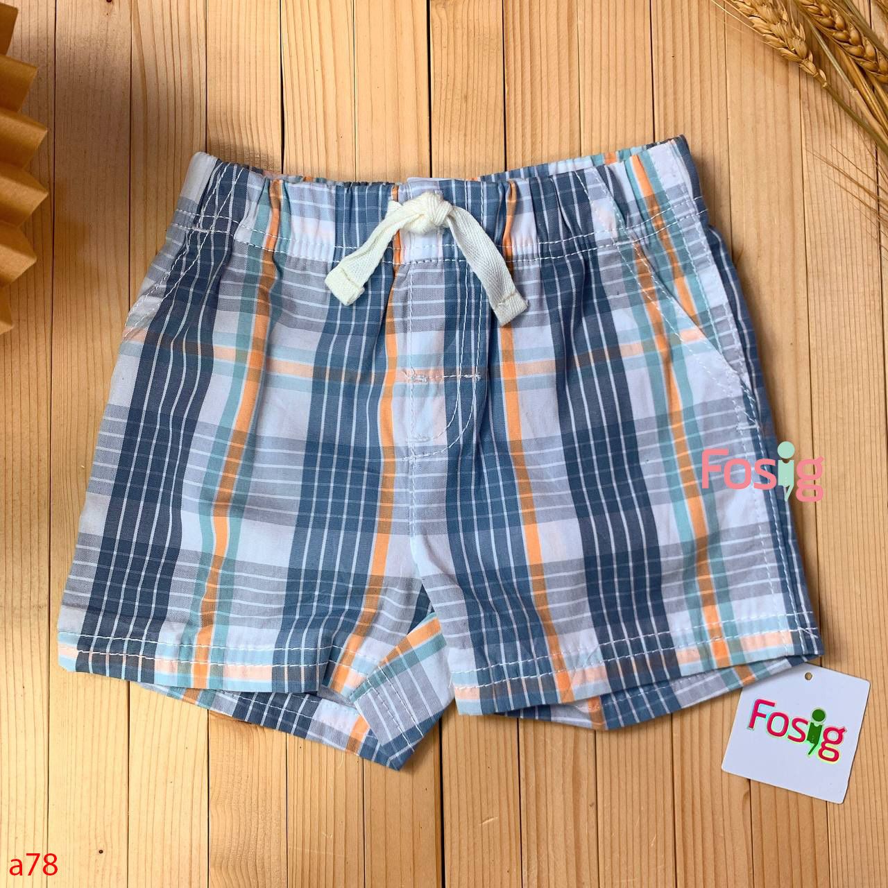  [3-6m; 9-12m] Quần Short Kate Bé Trai Cter - Caro Xám Xanh 