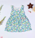  [0-3m] Đầm Sát Nách Cotton Bé Gái ON - Trắng Hoa Vàng 