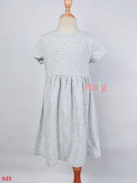  [15-16kg] Đầm Cotton Tay Ngắn Bé Gái ON - Xám Trơn 