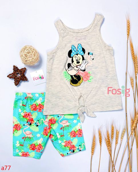  [7-10kg] Set Đồ Bộ Đùi Sát Nách Bé Gái DN - Xám Mickey Hạc [Q Hạc Hoa] 