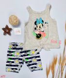  [7-10kg] Set Đồ Bộ Đùi Sát Nách Bé Gái DN - Xám Mickey Hạc [Q Sọc Hoa] 