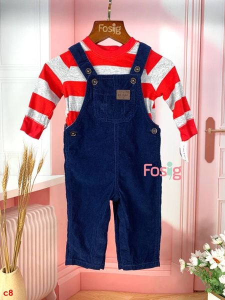  [6-9m] Set Yếm Bé Trai Cter - Navy Nhung 