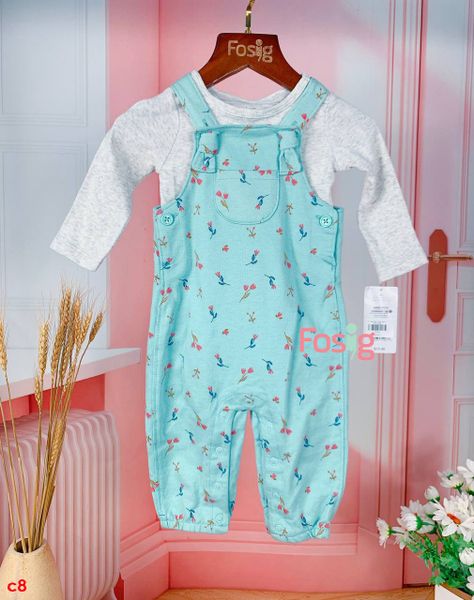  3m Set Yếm Bé Gái Cter - Xám XN Hoa 