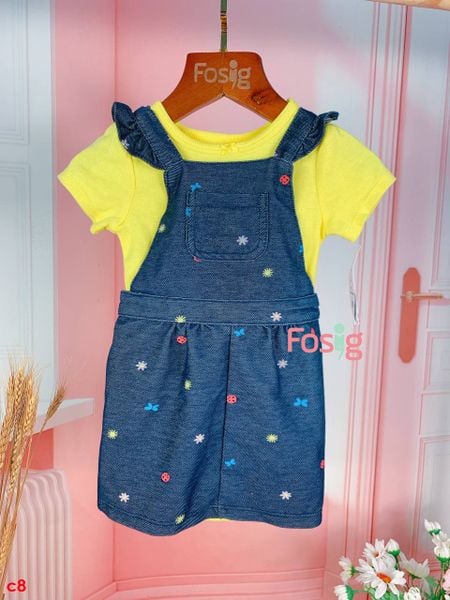  [0-3m, 6m] Set Yếm Đầm Bé Gái Cter - Jean Bọ 