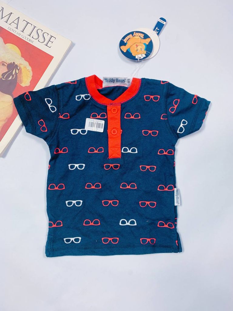  [3-6m] Áo Thun Tay Ngắn Bé Trai TB - Navy Mắt Kính 