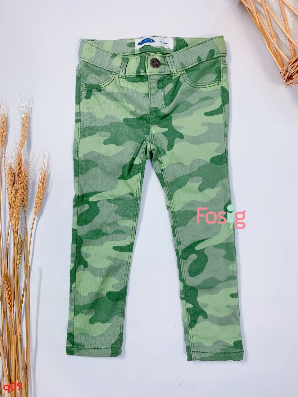  [12-18kg] Quần Jegging Kaki Bé Gái ON - Xanh Rằn Ri 