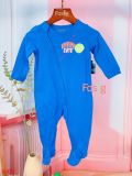  [3-6m] Sleepsuit Khóa Kéo Có Vớ OK Bé Trai - Xanh Dương Super 