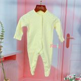  [nb-1m] Sleepsuit Có Vớ Cúc Bấm Bé Gái - Vàng Chấm Trắng 