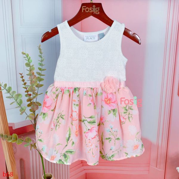  [9-12kg] Đầm Công Chúa Bé Gái PL - Trắng Hồng Hoa 