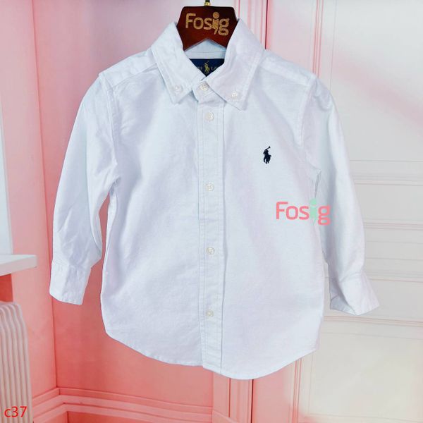  [15-16kg] Áo Sơ Mi Tay Dài Bé Trai RL Polo - Trắng Ngựa 
