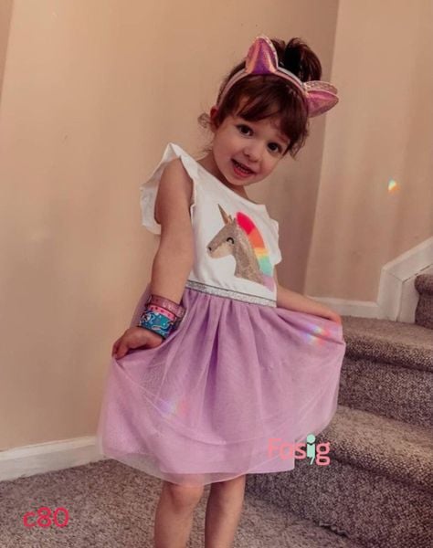  [11-16kg] Đầm Cánh Tiên Bé Gái CJ - Trắng Tím Ngựa 