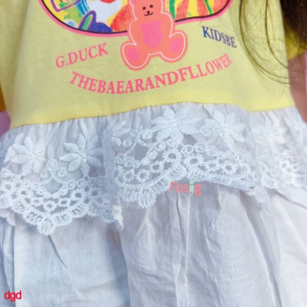  [18-26kg] Đầm Tay Ngắn Bé Gái - Vàng G88 