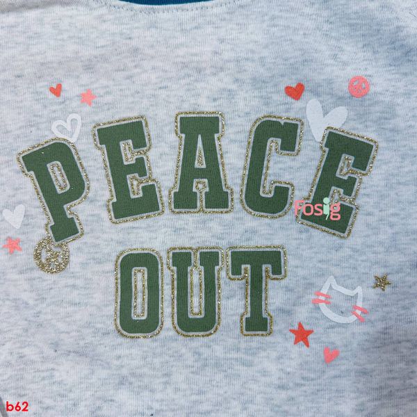  [21-30kg] Set bộ quần dài áo ngắn - Xám Peace Out 