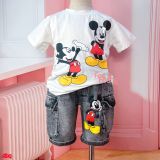  [10-15kg] Set Đồ BỘ Ngắn Bé Trai - Trắng Mickey Đỏ 