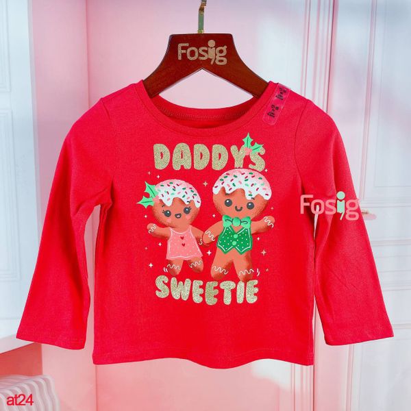  [9-10kg ; 15-16kg] Áo Thun Tay Dài Bé Gái PL - Dỏ Daddy's noel 