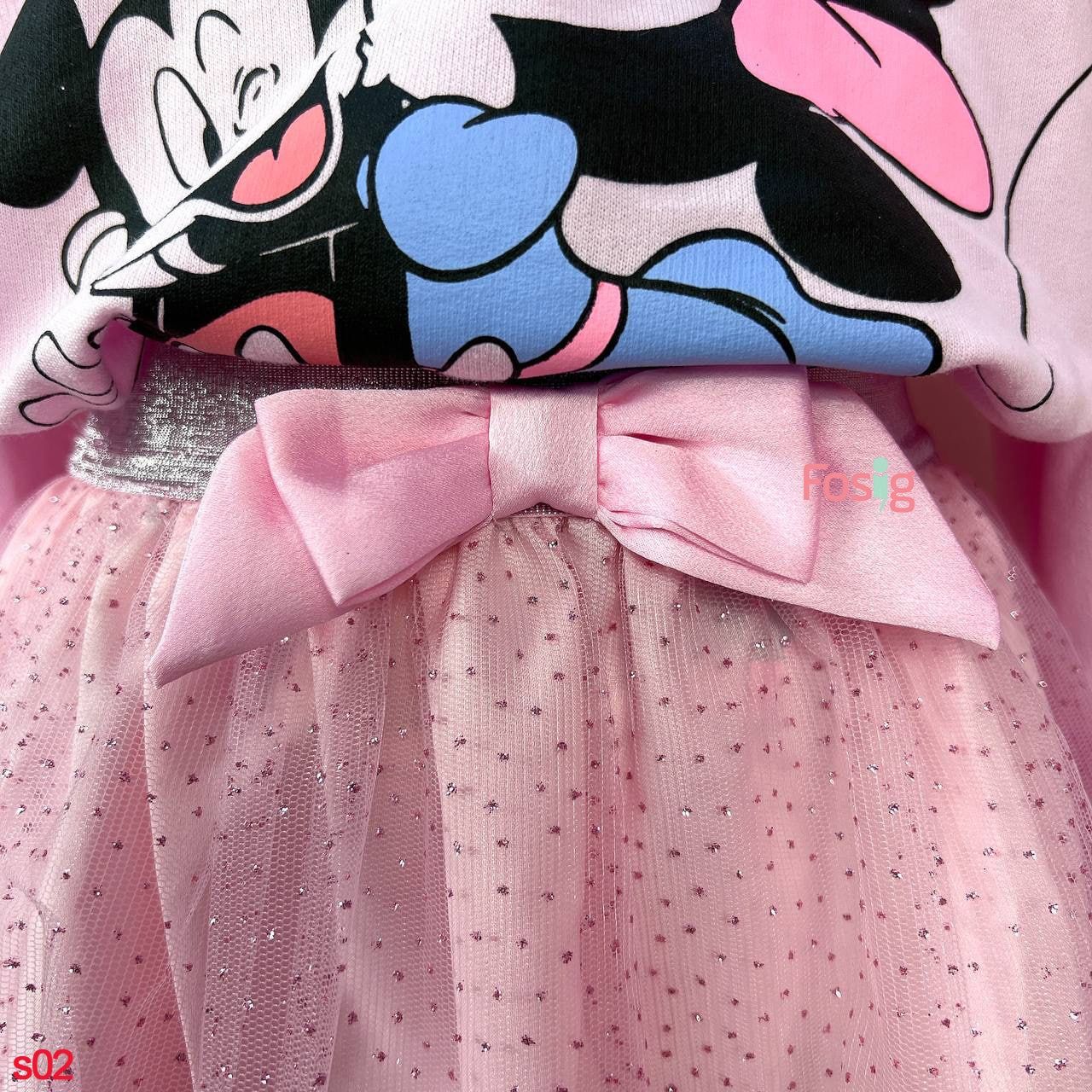  [16-18kg] Set Bộ Áo Và Chân Váy Bé Gái HM - Hồng Mickey 