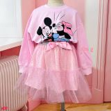  [16-18kg] Set Bộ Áo Và Chân Váy Bé Gái HM - Hồng Mickey 