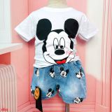  [10-11kg] Set Đồ Bộ Ngắn Bé Trai - Trắng Mickey Cười 