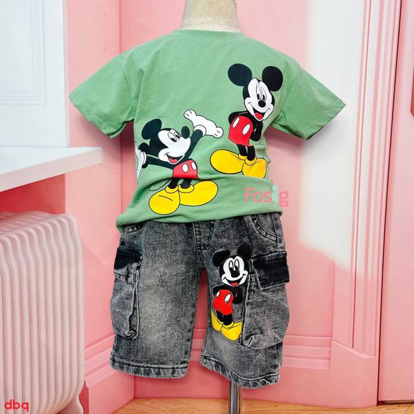  [10-13kg; 14-15kg] Set Đồ BỘ Ngắn Bé Trai - Xanh Mickey Đỏ 