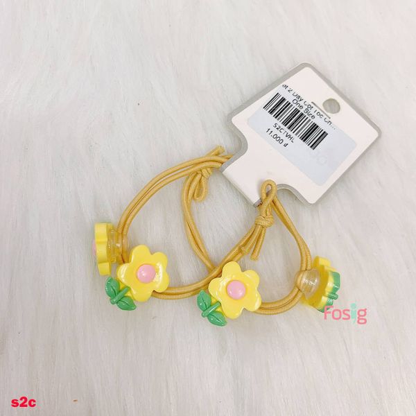  Set 2 Dây Cột Tóc Cho Bé - Vàng Hoa Lá 