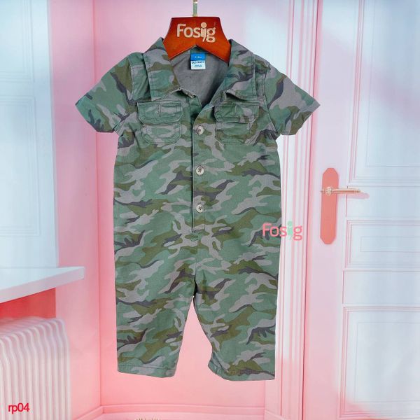  [0-6m, 8-9kg] Romper Sơ Mi Đùi Kate Bé Trai ON - Rêu Camo 