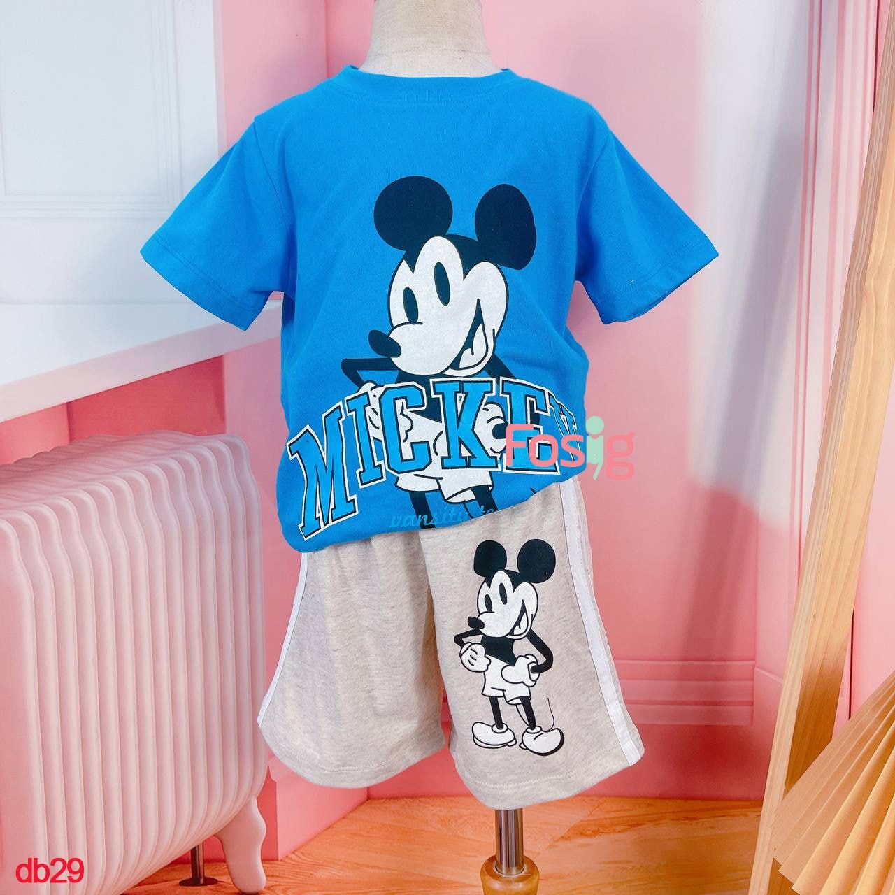  [15-16kg] Set Đồ Bộ Ngắn Bé Trai GP. - Xanh Dương Mickey 