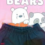  [14-15kg] Set Đồ Bộ Ngắn Bé Gái HM - Hồng Bare Bears 