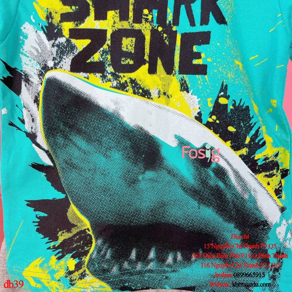  [10-12kg] Set Đồ Bộ Ngắn Bé Trai Oskos130 - Xanh Shark Zone 