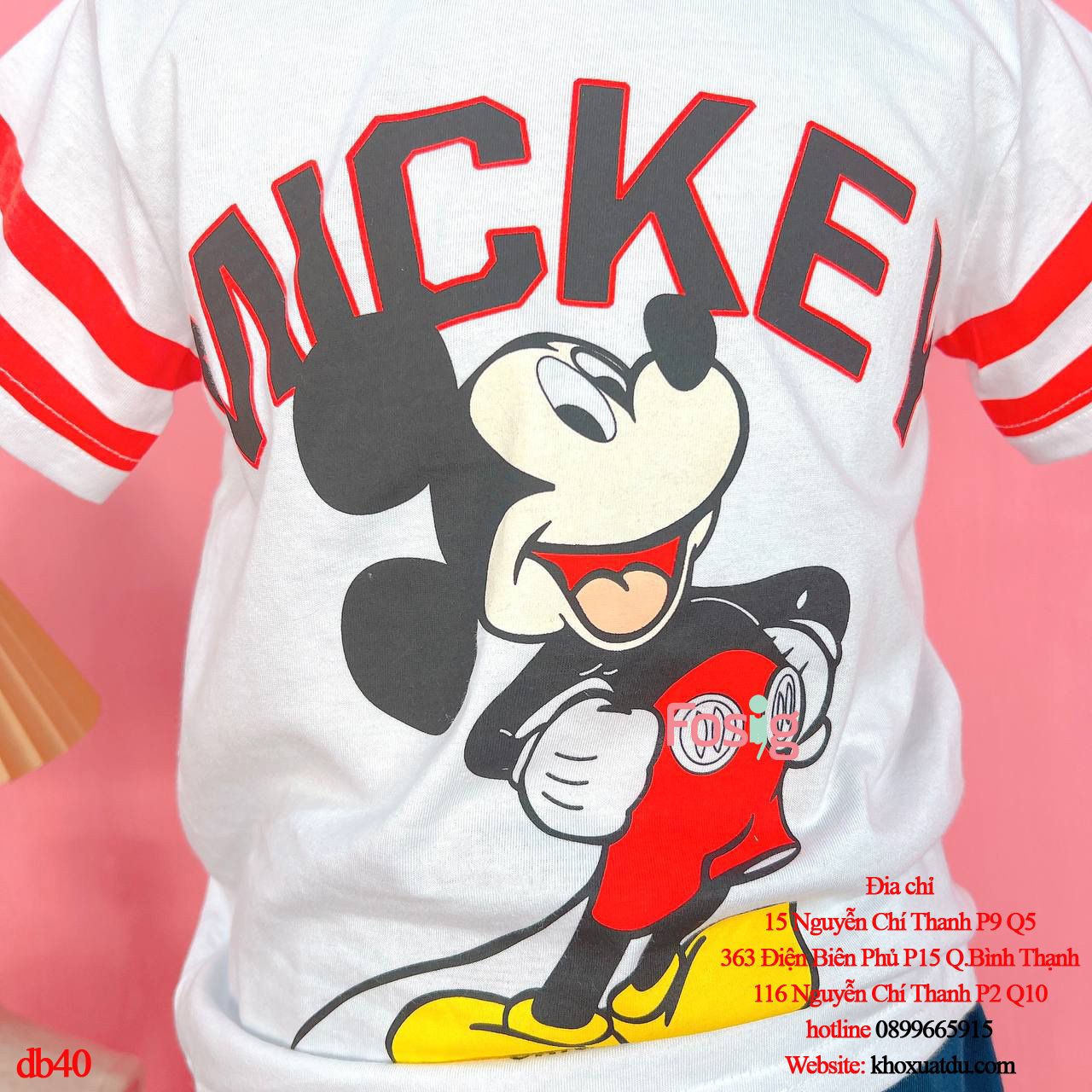  [14-16kg; 37-50kg] Set Đồ Bộ Ngắn Bé Trai HM190 - Trắng Mickey 