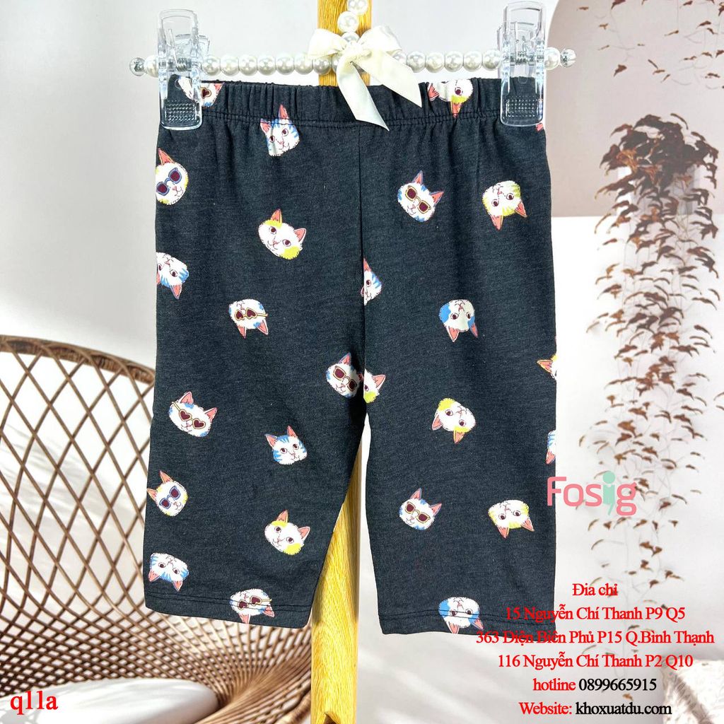  [10-28kg] Quần Legging Lửng Bé Gái GP50 - Xám Đen Mèo 