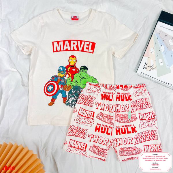  [16-17kg] Set Đồ Bộ Ngắn Bé Trai MG190 - Kem Marvel 