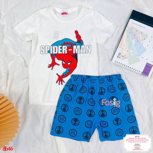  [14-15kg] Set Đồ Bộ Ngắn Bé Trai MG190 - Trắng Spider Man 