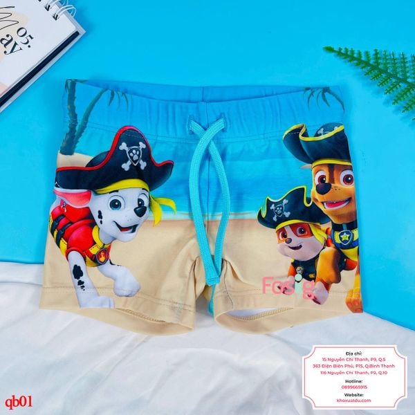  [9-17kg] Quần Short Bơi Co Giãn Bé Trai HM140 - Xanh Kem Chó 