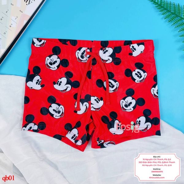  [11-21kg] Quần Short Bơi Co Giãn Bé Trai HM140 - Đỏ Mickey 