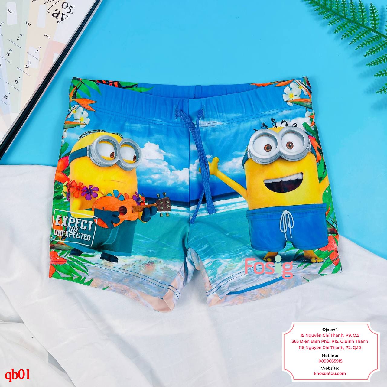  [11-15kg] Quần Short Bơi Co Giãn Bé Trai HM140 - Xanh Minion 