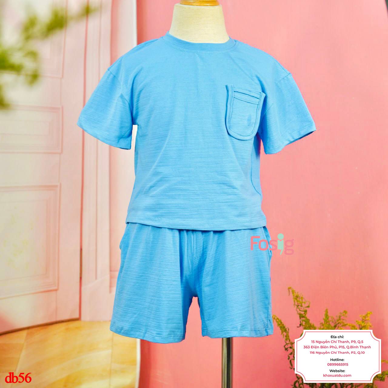  [14-15kg; 29-50kg] Set Đồ Bộ Ngắn Xước Unisex MK195 - Xanh Dương 