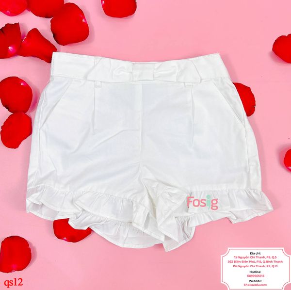  [33-36kg] Quần Short Bé Gái JJ - Trắng Ống Bèo 