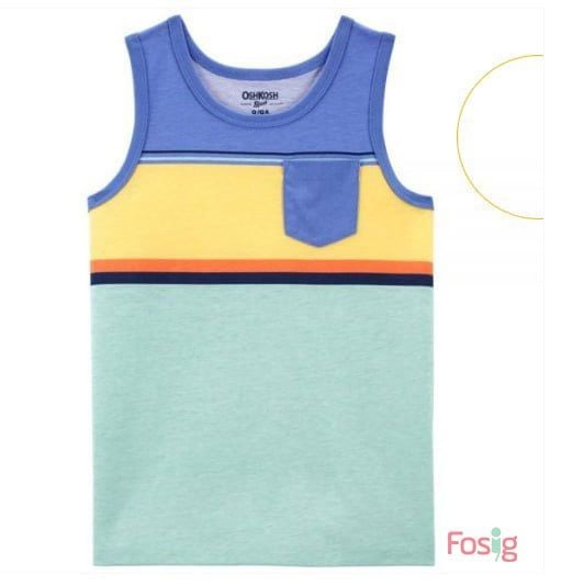  [19-23kg] Áo Thun 3 Lỗ Bé Trai Oskos95 - Sọc Xanh Vàng 