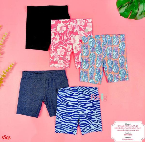  [3m-9m, 3T] Set 5 Quần Short Legging Bé Gái Cter210 - Combo màu ngẫu nhiên 