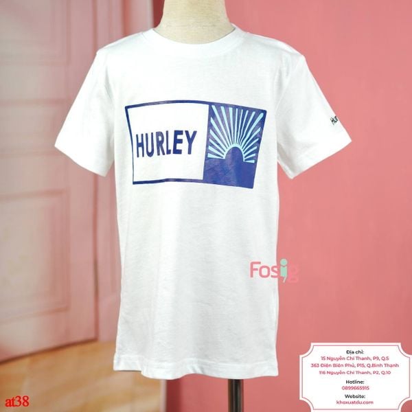  [30-50kg] Áo Thun Tay Ngắn Bé Trai HL - Trắng Hurley Navy 