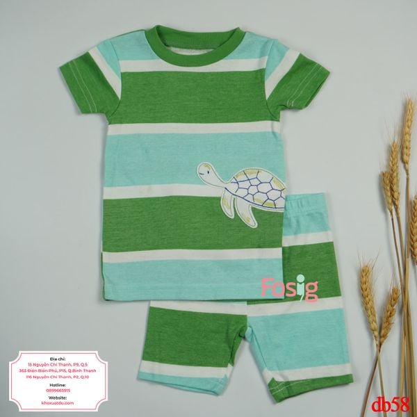  [8-12kg] Set Đồ Bộ Ngắn Bé Trai Cter120 - Sọc Xanh Rùa 