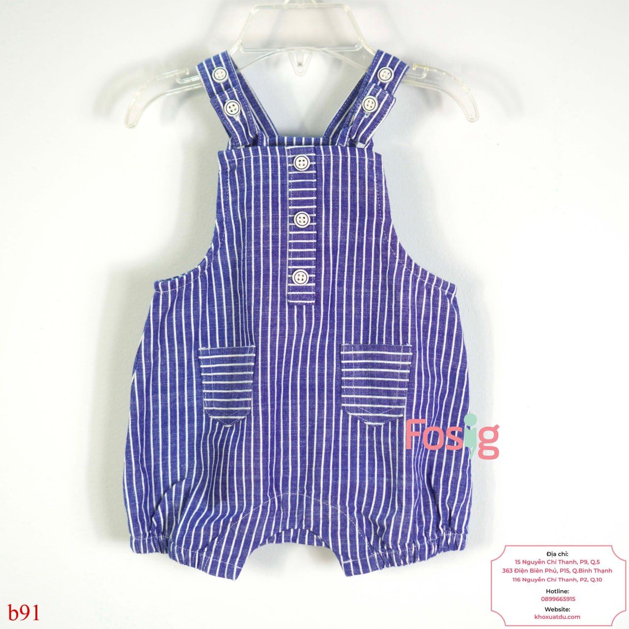  [0-3m] Set Romper Yếm Cổ Bé Trai CJ - Xanh 