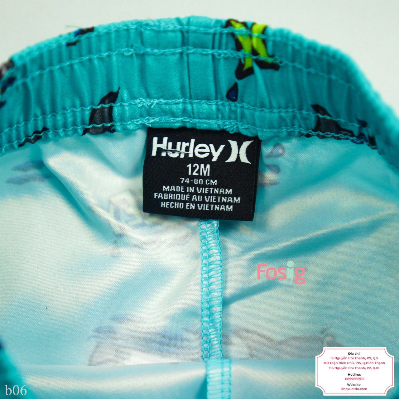  [10-17kg] Set Đồ Bơi Bé Trai HL - 01-Xanh Trắng Hurley 