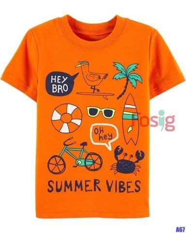  [3m] Áo Thun Tay Ngắn Sơ Sinh Bé Trai Cter120 - Cam Summer Vibes 