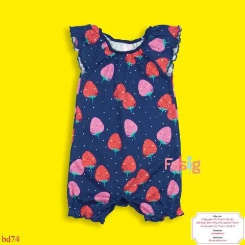  [3-6m, 9-12m] Romper Đùi Nxt Bé Gái - Navy Chấm Dâu 