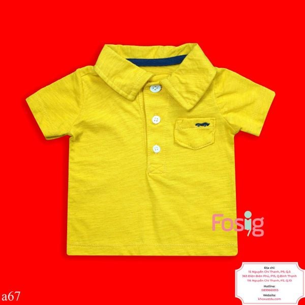  [3-6m] Áo Thun Tay Ngắn Sơ Sinh Bé Trai Cter - Vàng Xe Nhỏ 
